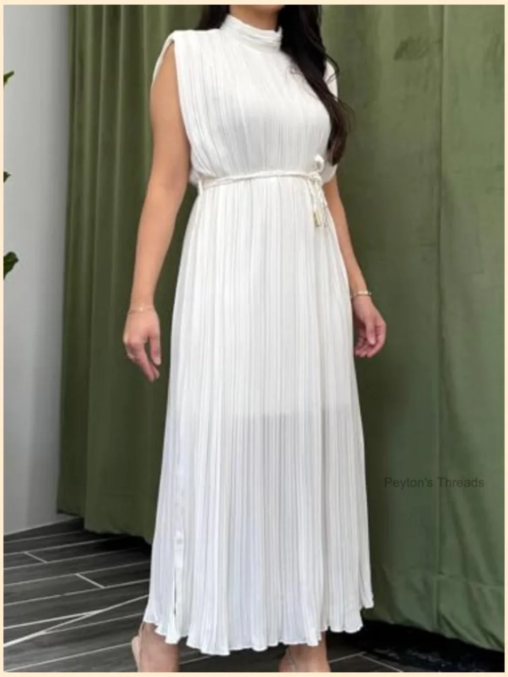 Sleeveless Pleated Maxi Dress with Tie-Waist - Picture 6 of 7